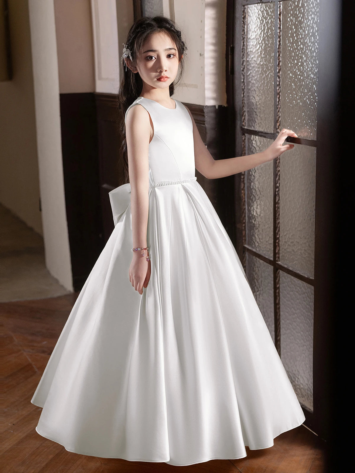 Robe cérémonie fille à grand nœud 5168 – CLEVI Paris