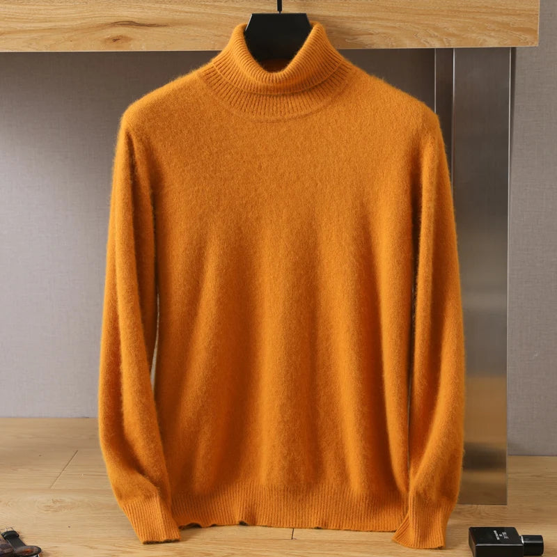 Pull homme à col roulé en maille unie – CLEVI Paris