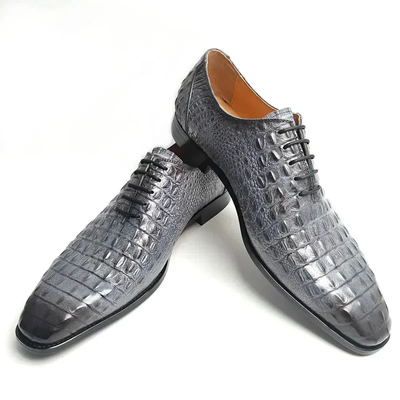 Oxford Homme Cuir Croco – Mariage & Cérémonie Luxe
