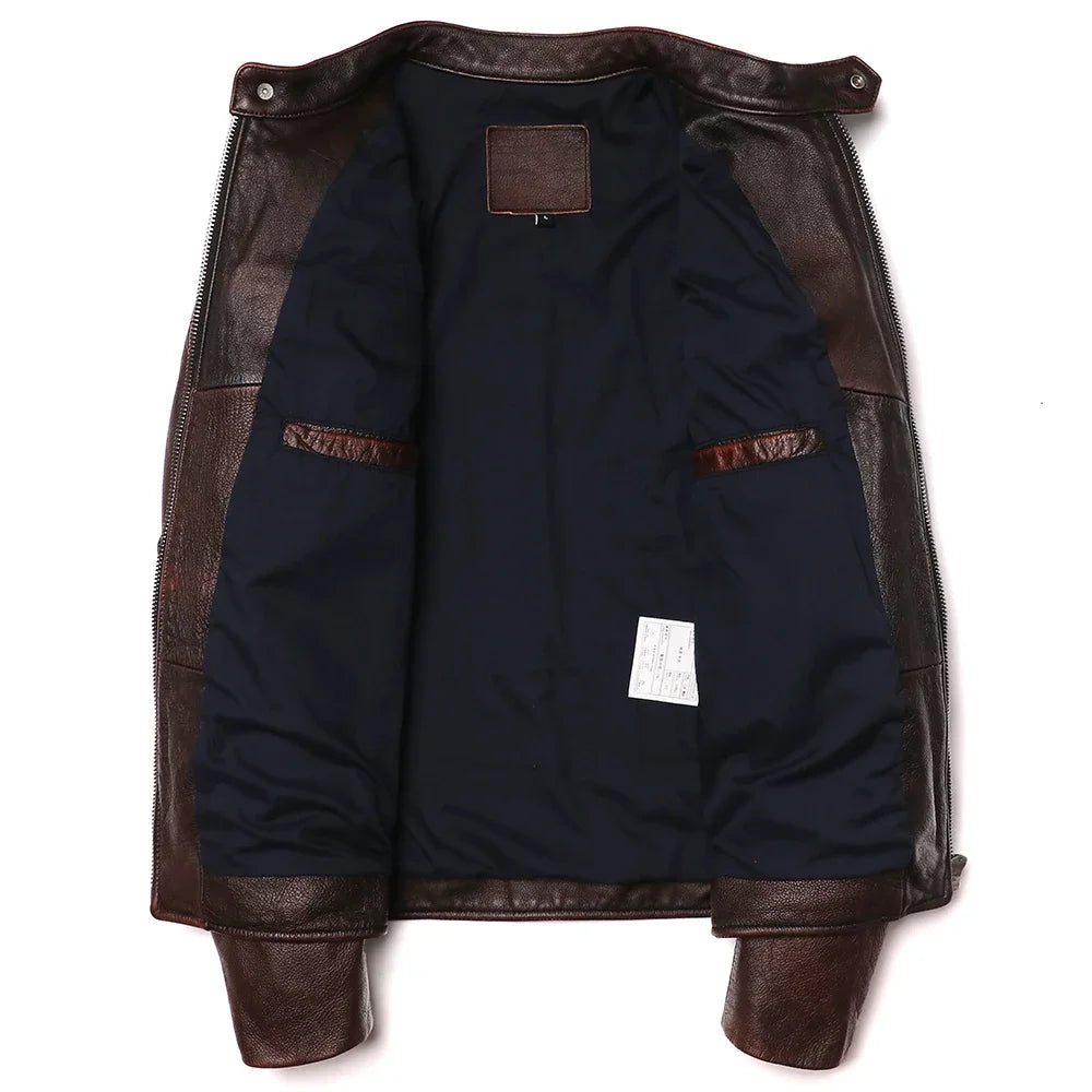 Veste biker homme en cuir de vache – CLEVI Paris