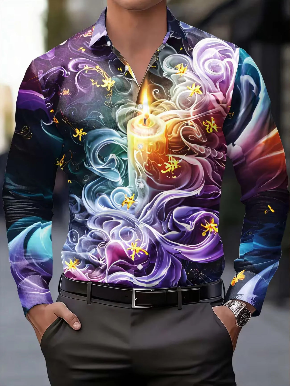 Chemise Homme Imprimée 3D Aigle Flamboyant – CLEVI Paris