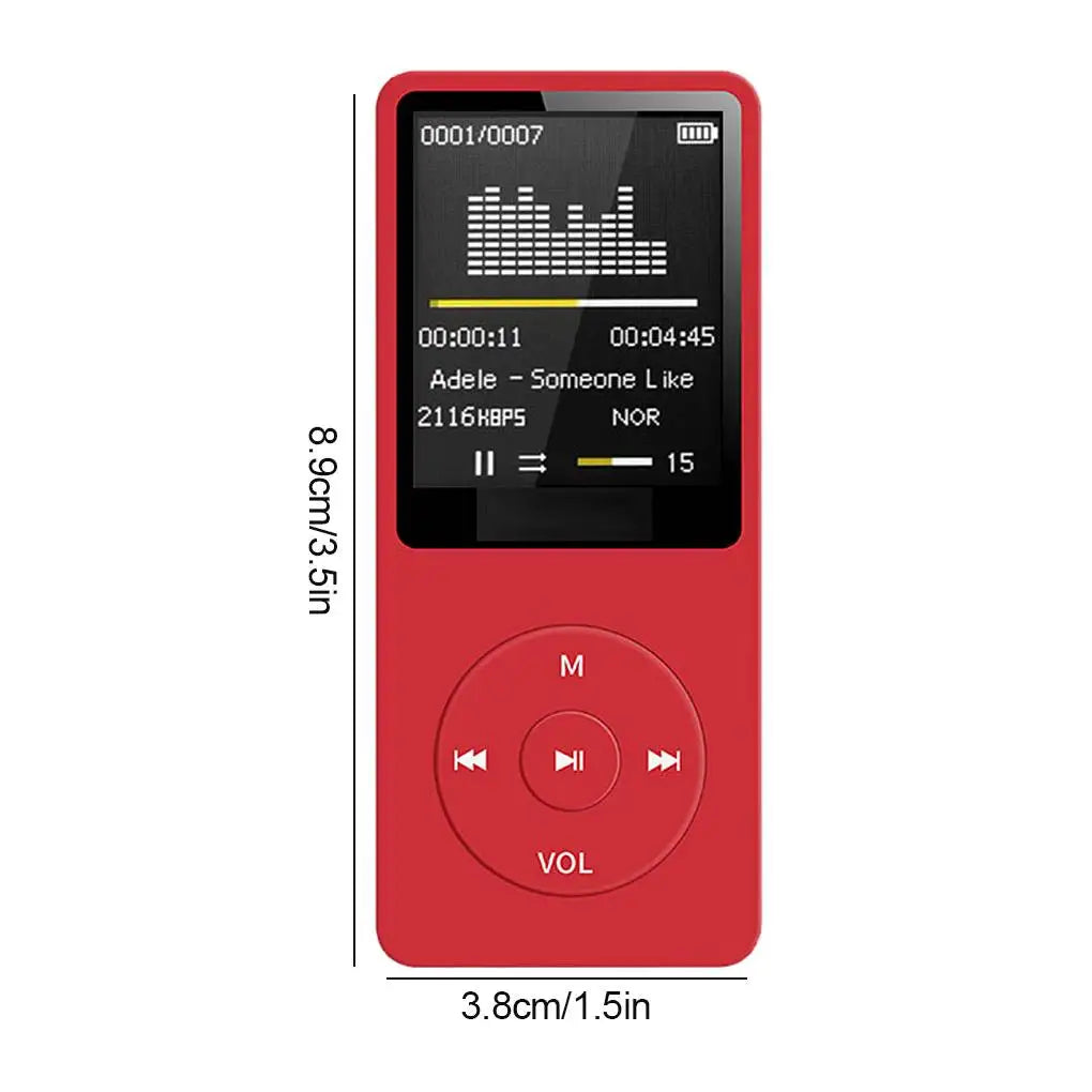 Lecteur MP3 Portable Ultra-Fin – Radio FM, Haut-parleur, Enregistreur, Écran 1,8", jusqu'à 64 Go