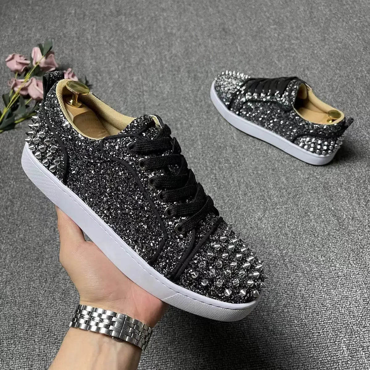 Sneakers Plates Punk Rivets Microfibre Unisexe – CLEVI Paris