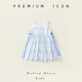 Robe fille bleue fleurie avec nœud – CLEVI Paris