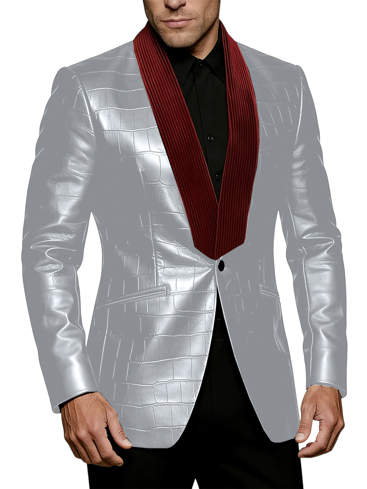 Blazer homme effet crocodile, col contrasté – CLEVI Paris