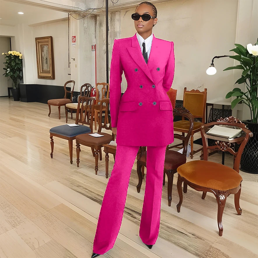 Tailleur femme blazer et pantalon évasé – CLEVI Paris