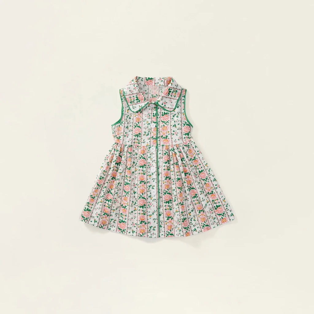 Robe fille fleurie à col rabattu – CLEVI Paris