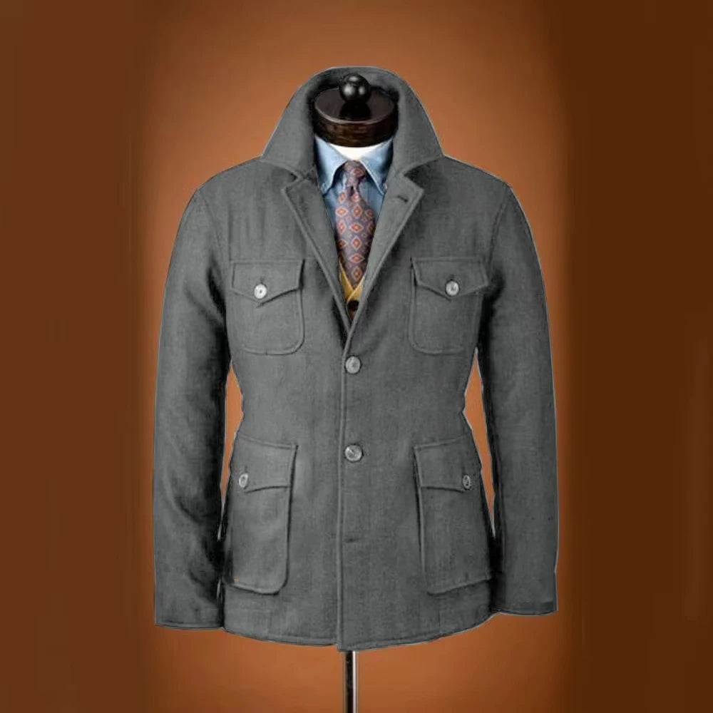 Veste homme en laine mélangée, 4 poches – CLEVI Paris