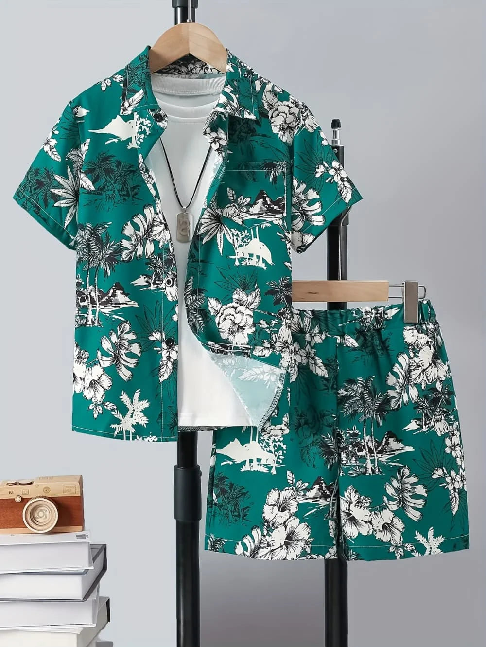 Ensemble garçon hawaïen haut et short – CLEVI Paris