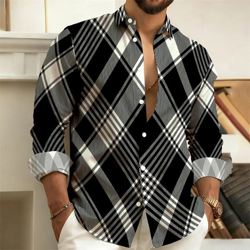 Chemise Homme Rayée Géométrique – CLEVI Paris