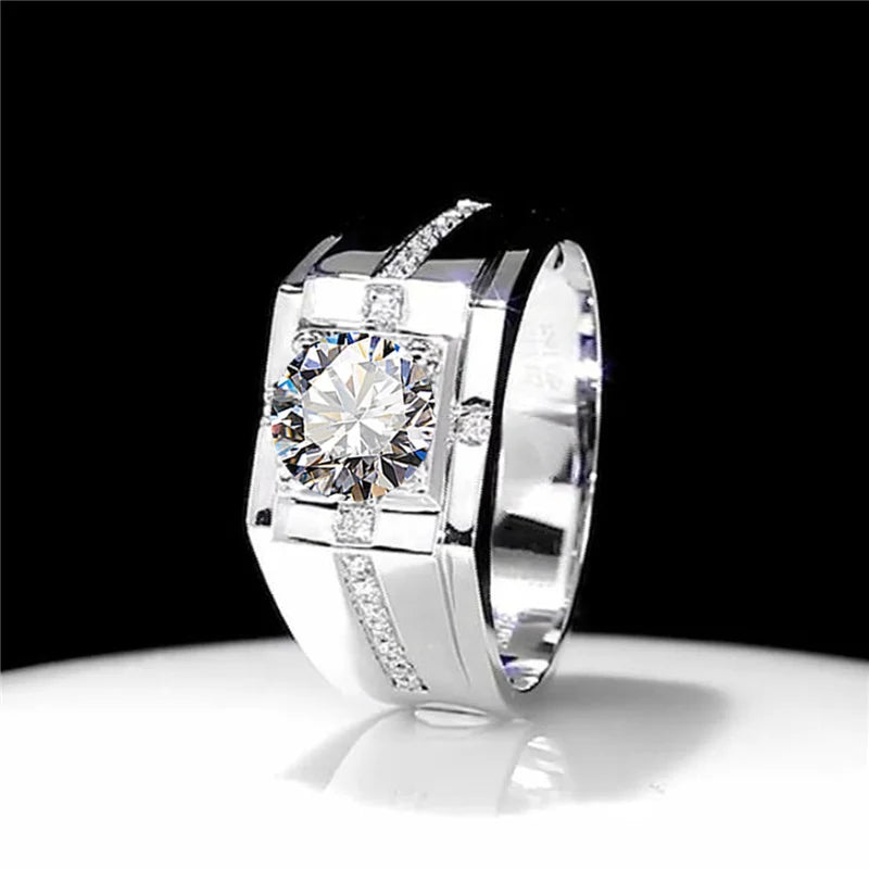 Bague Homme Cristal Rectangulaire Argent 925 – CLEVI Paris