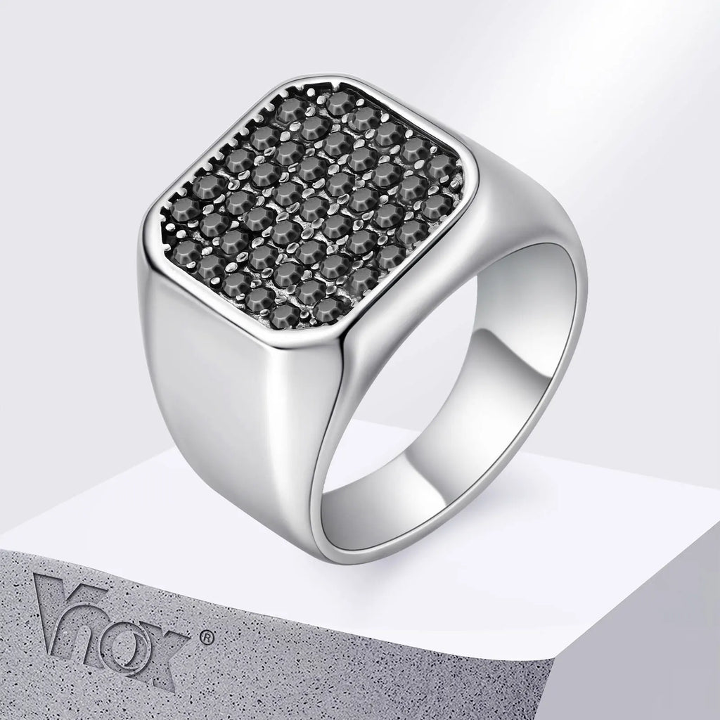 Bague Homme Zircon Gris Acier Inoxydable – CLEVI Paris