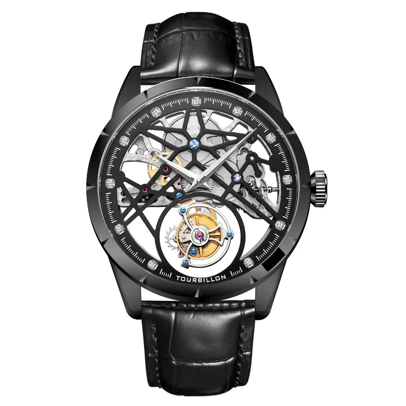 Montre Homme Tourbillon Volant AESOP 7018 – Squelette Double Face Verre Saphir Étanche 100m Garantie 3 Ans – CLEVI Paris
