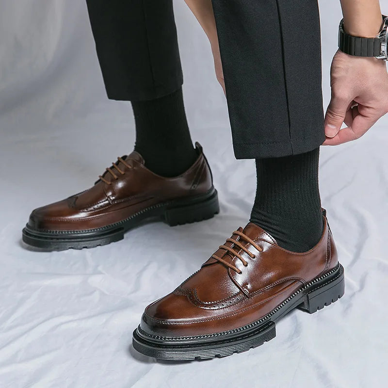 Oxford Homme Brogue Cuir Verni Respirant Imperméable | Business Mariage EU 38-45
