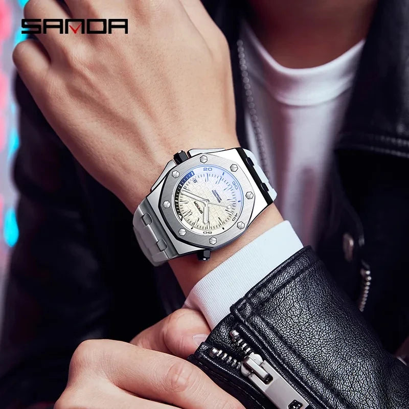 Montre Sport Quartz SANDA Homme Silicone Lumineuse – CLEVI Paris