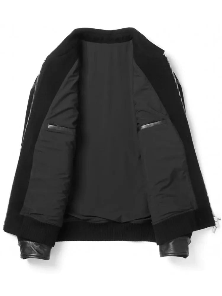 Blouson homme en laine à détails contrastés – CLEVI Paris
