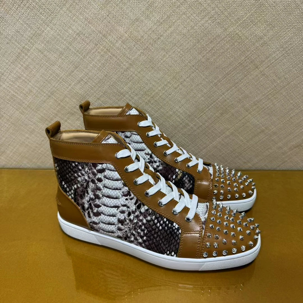 Sneakers Hautes Cuir Rivets Luxe Homme – CLEVI Paris