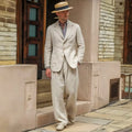 Costume Homme 2 Pièces Lin Coton Blazer Col Cranté + Pantalon Jambe Droite Smart Casual Mariage Été 7 Coloris – CLEVI Paris
