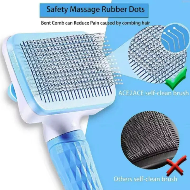 Peigne Auto-Nettoyant Anti-Poils Chien & Chat Massage Doux — CLEVI Paris