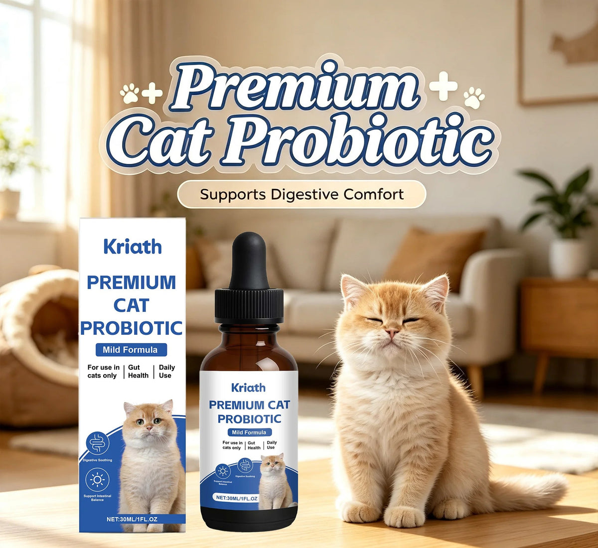 Gouttes probiotiques chat KRIATH 30 ml – CLEVI Paris