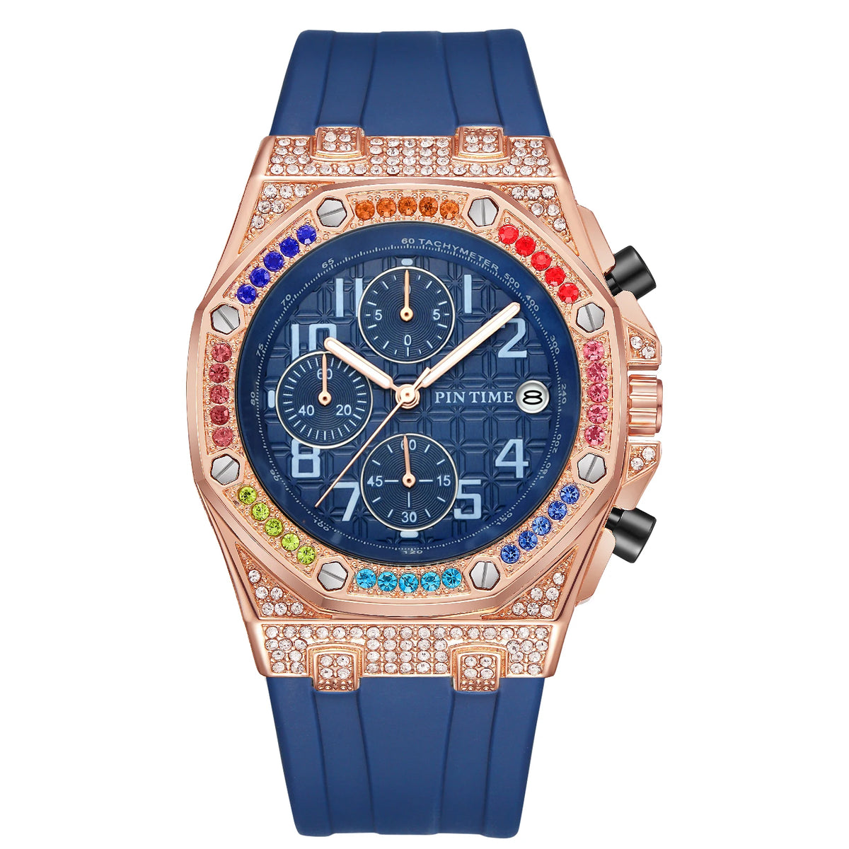 Montre Quartz Diamants Calendrier PINTIME Homme 3 Cadrans – CLEVI Paris