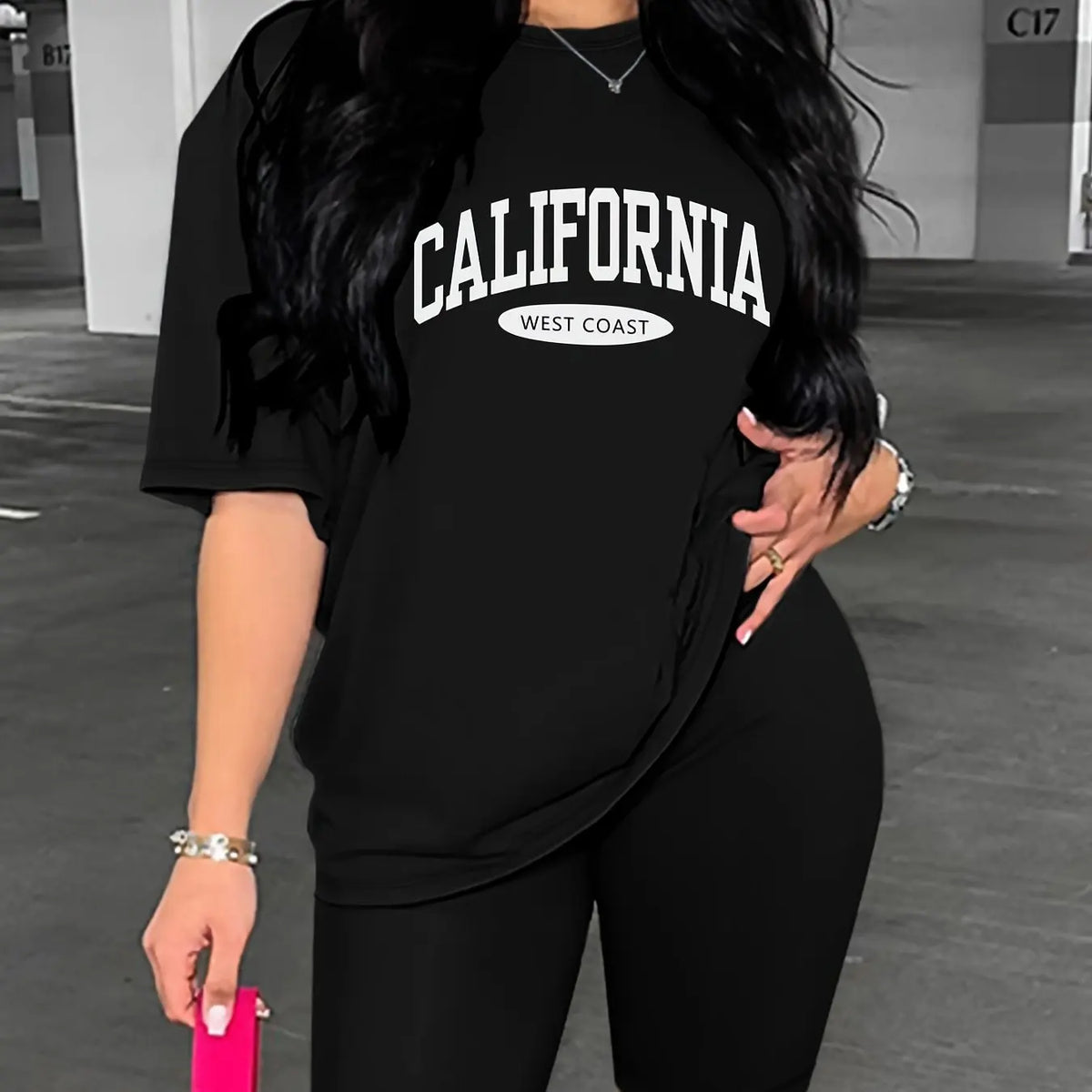 Ensemble 2 Pièces Femme T-Shirt Imprimé CALIFORNIA Col Rond Short Casual Été – CLEVI Paris