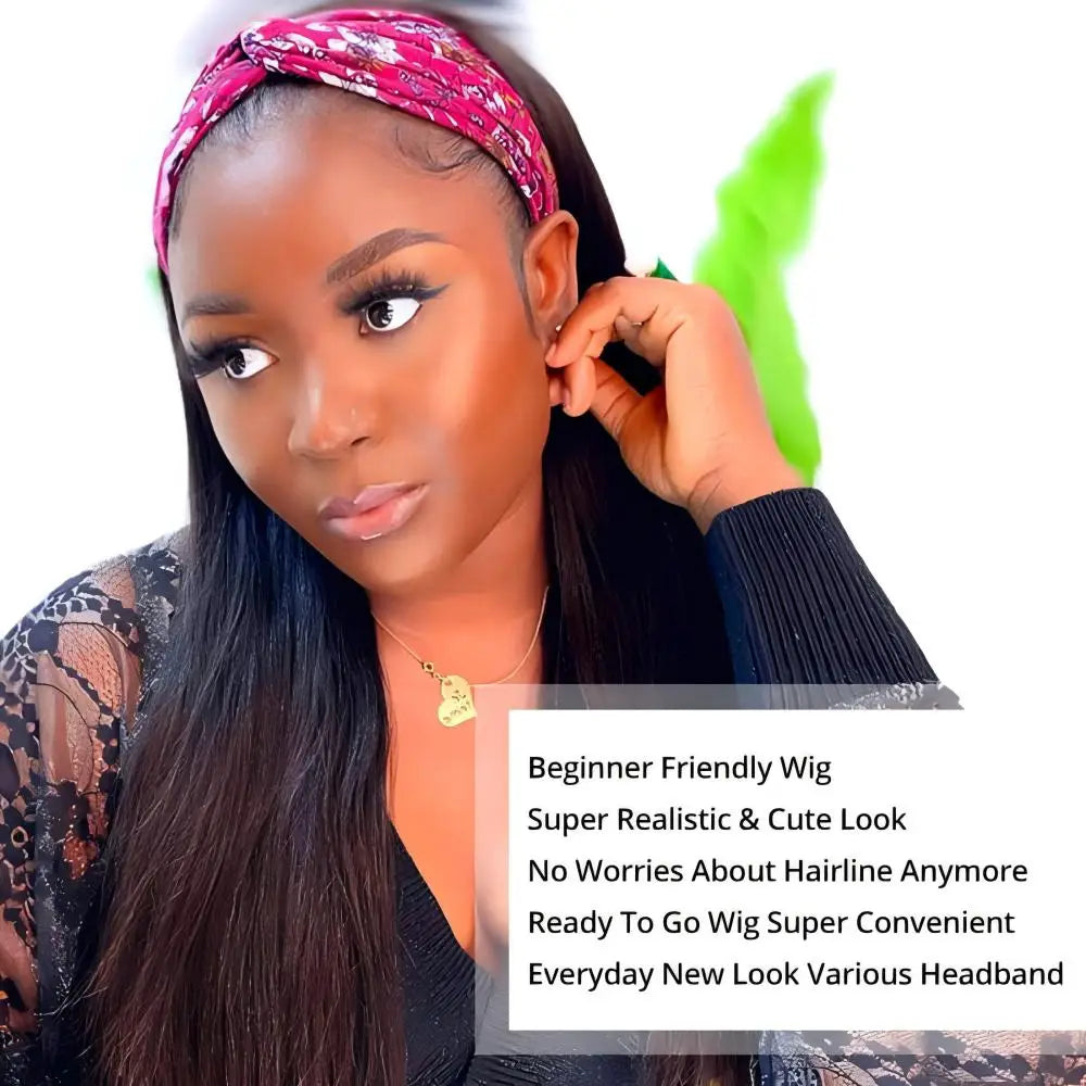 Perruque Headband Straight Cheveux Humains Brésiliens Sans Lace Glueless 200% 250% 16-40 Pouces – CLEVI Paris