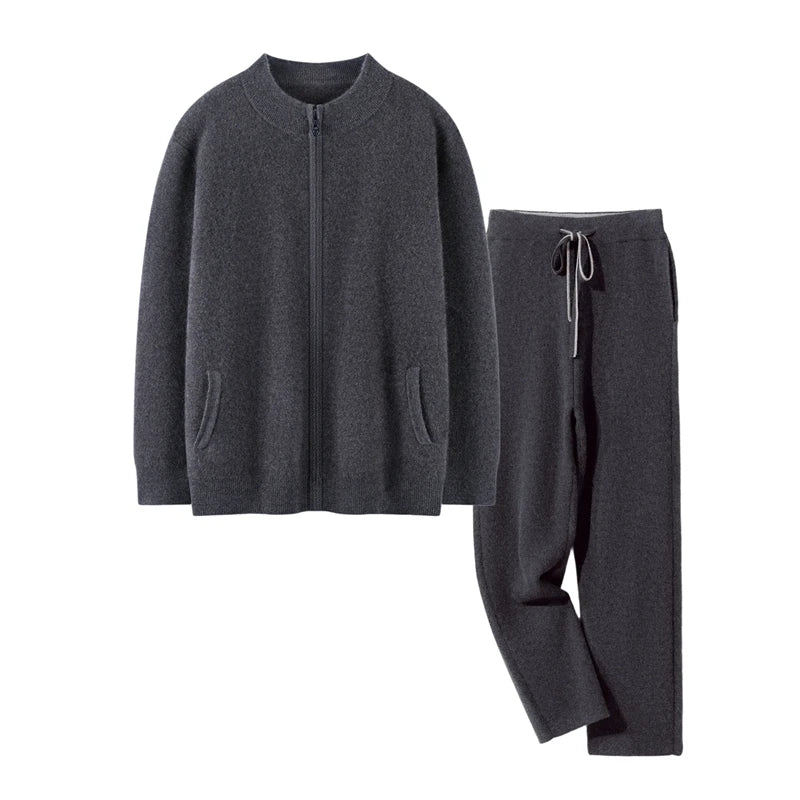 Ensemble homme cachemire cardigan zippé – CLEVI Paris