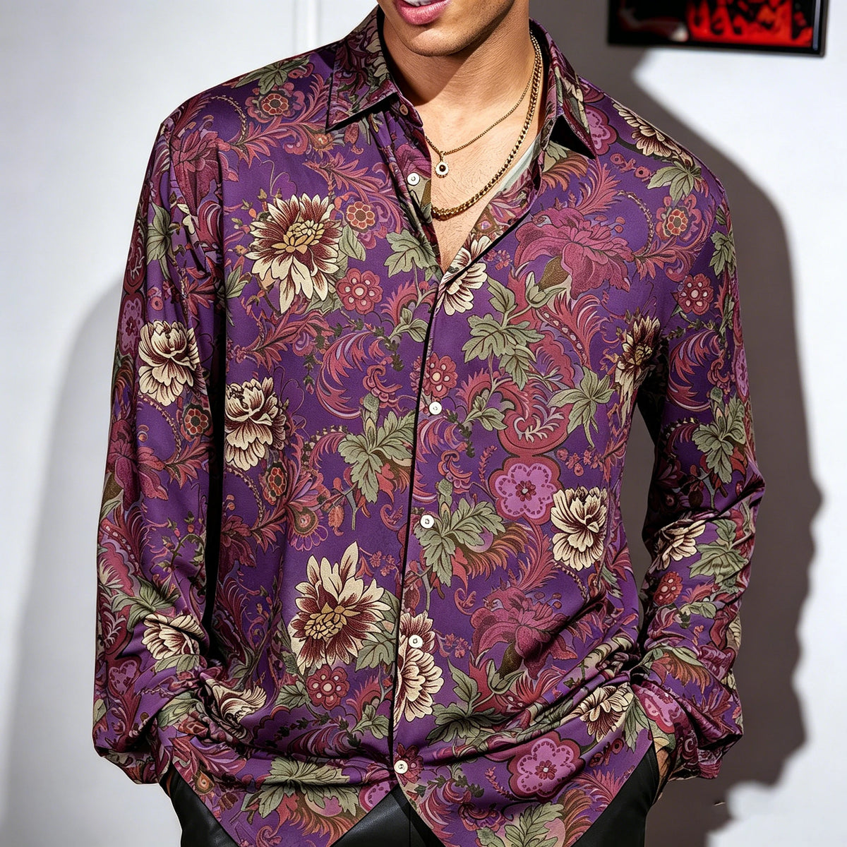 Chemise homme à imprimé floral – CLEVI Paris