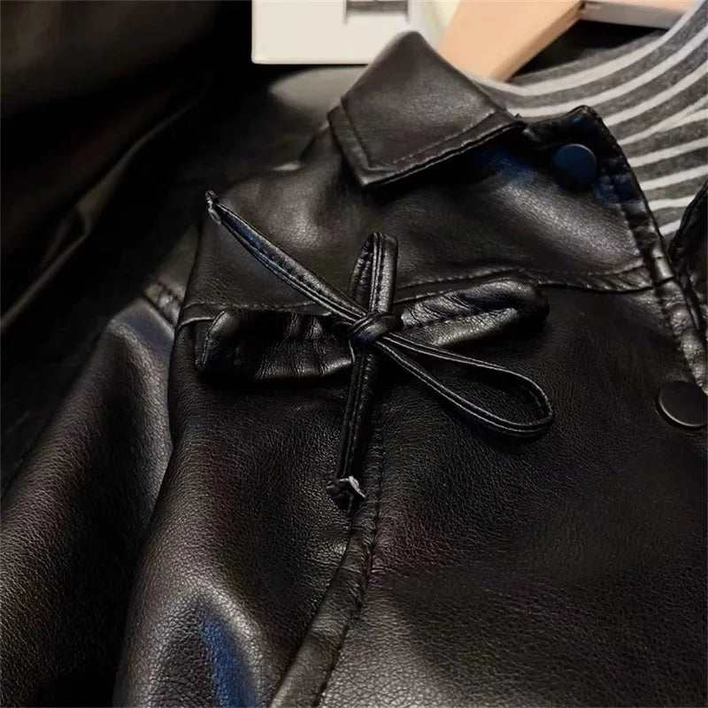 Veste enfant similicuir noir rétro – CLEVI Paris