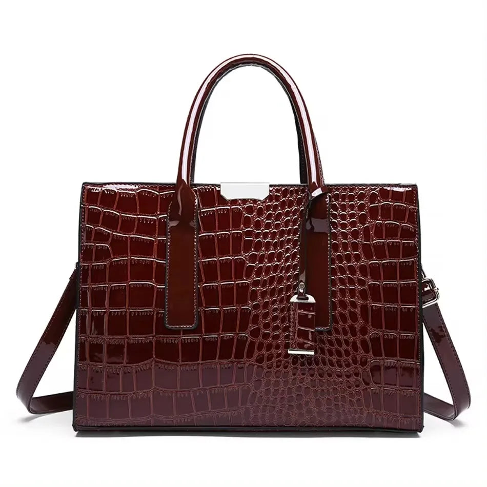 Sac Croisé Cuir Véritable Motif Alligator 3 Poches – CLEVI Paris