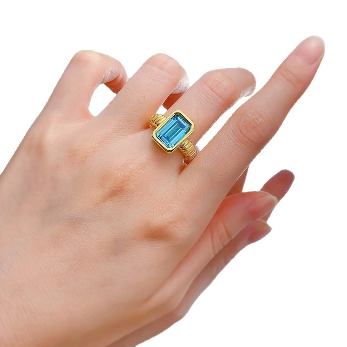 Bague femme argent et zirconium bleu mer – CLEVI Paris