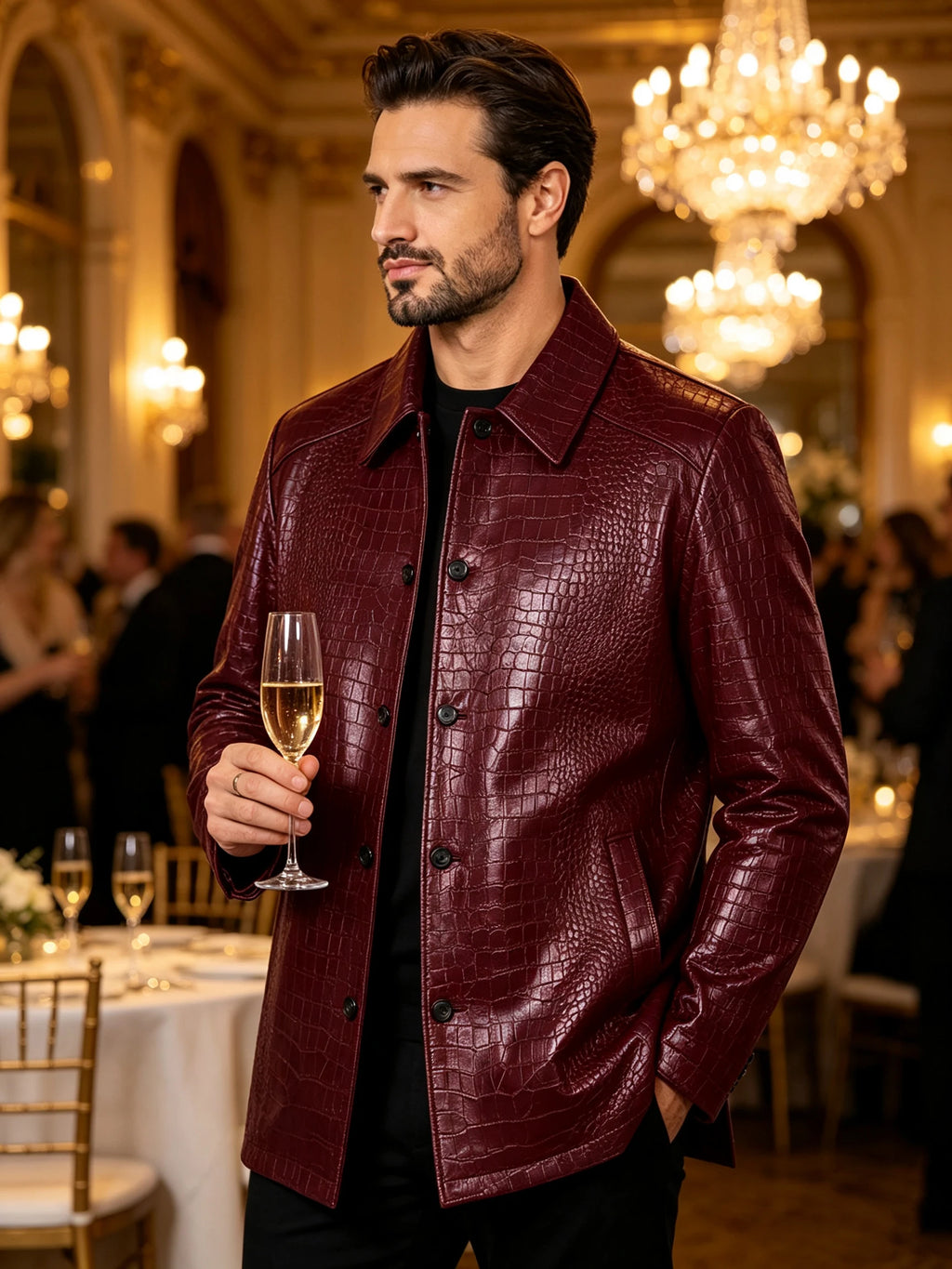 Blazer homme simili cuir motif crocodile – CLEVI Paris
