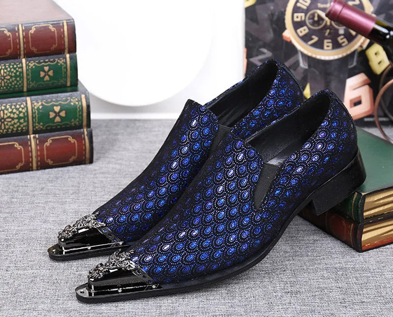 Derby Homme Cuir Véritable Motif Animal – Embout Métal, Bout Pointu, 7 Coloris, EU 36-48 – CLEVI Paris