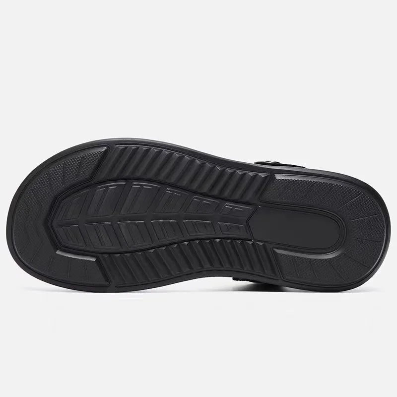 Sandales homme noires en cuir – CLEVI Paris