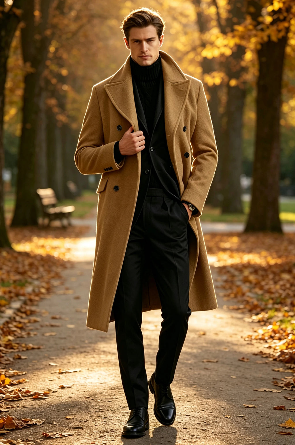 Manteau long homme laine mélangée croisé – CLEVI Paris