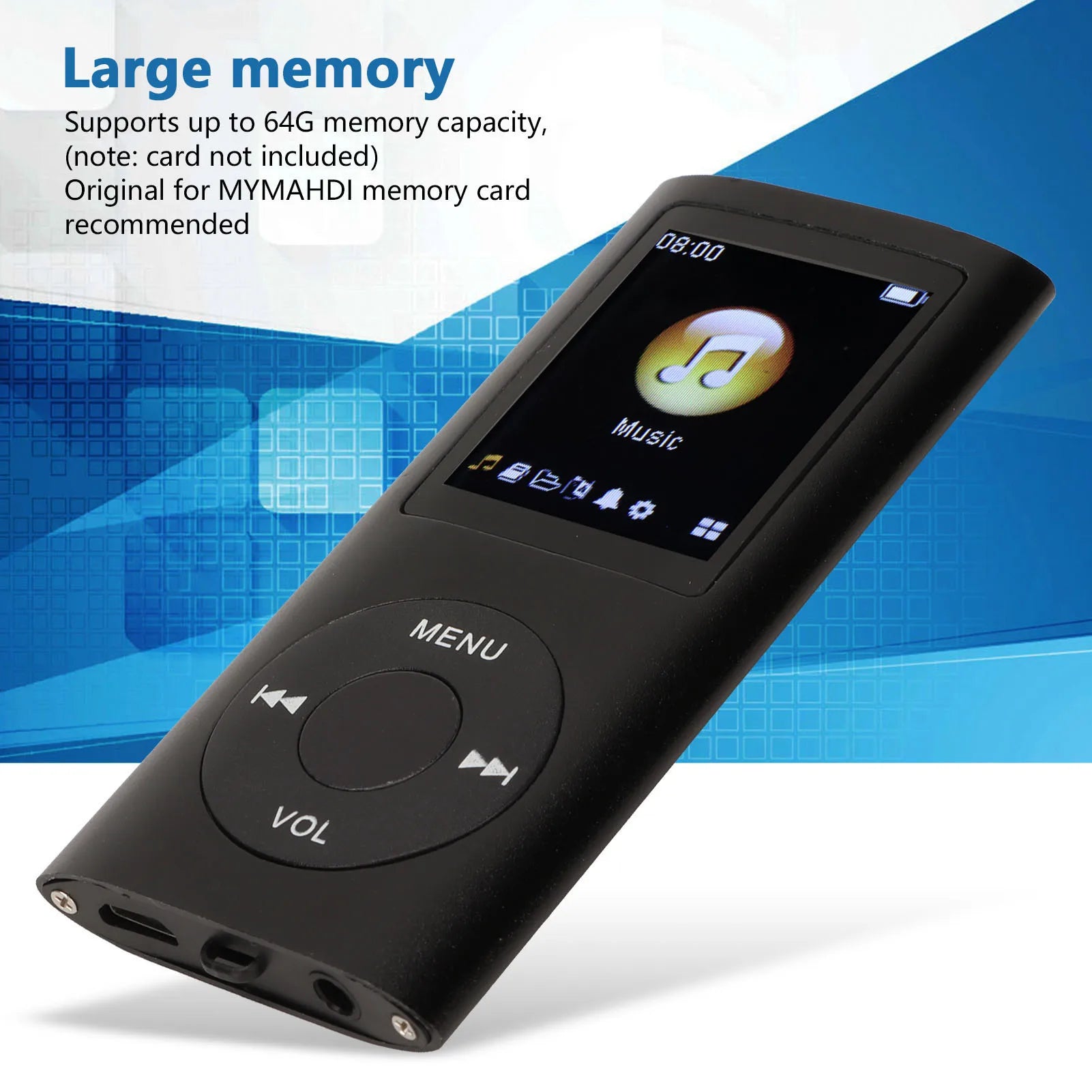 VBESTLIFE Lecteur MP3 Aluminium Bluetooth Écran LCD 1,8" FLAC TF 64Go 8h – CLEVI Paris