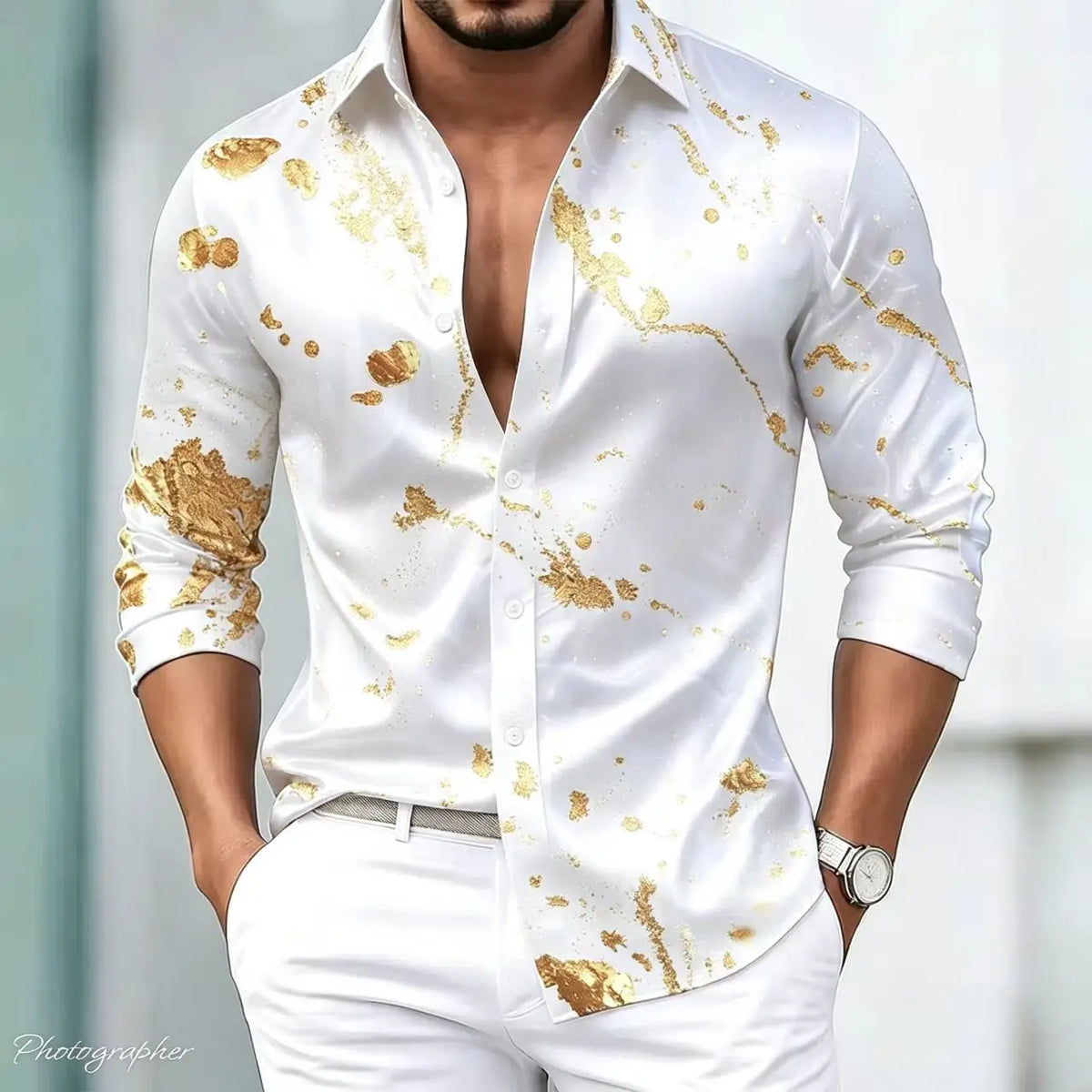 Chemise Homme Satinée à Motif Imprimé – CLEVI Paris