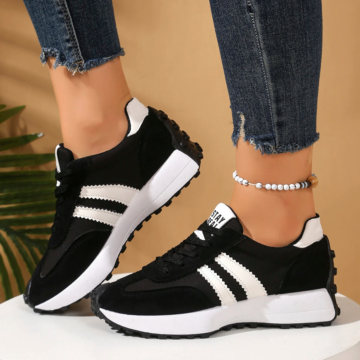 Baskets Femme Lacets Semelle Épaisse Antidérapante Casual Sport – CLEVI Paris