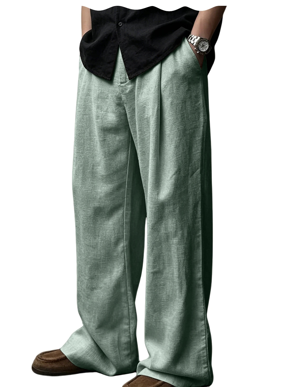 Pantalon en lin coupe ample – CLEVI Paris