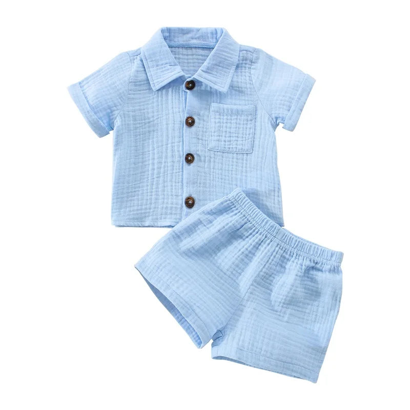 Ensemble bébé haut et short en coton mélangé – CLEVI Paris