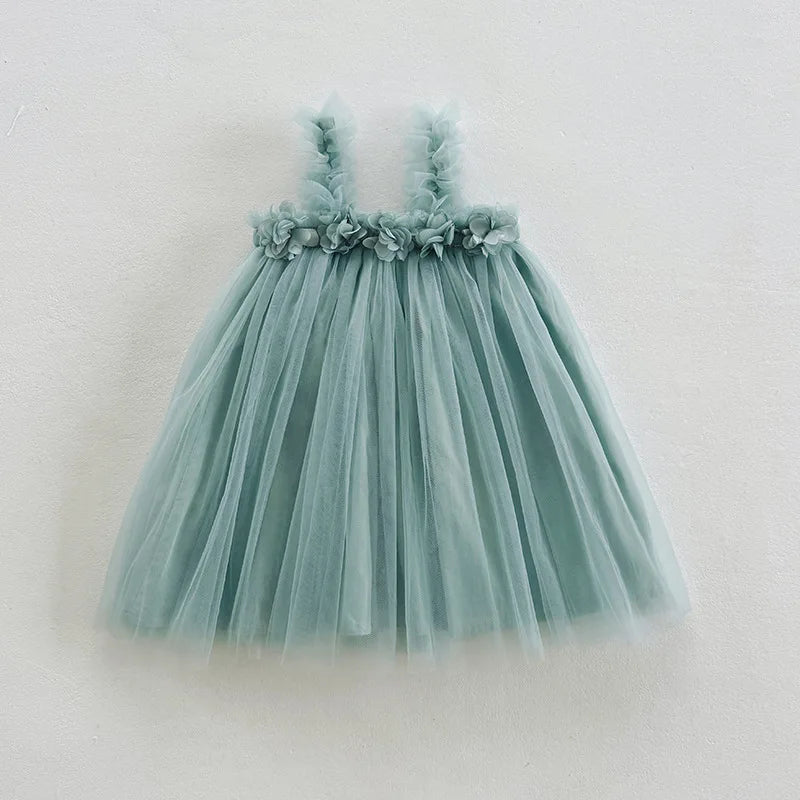 Robe fille en tulle à fleurs 3D – CLEVI Paris