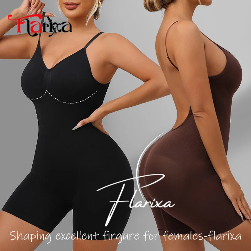 Combinaison Gainante Dos Nu Sans Coutures Femme Ventre Plat Remonte-Fesses Cuisses Affinées – CLEVI Paris