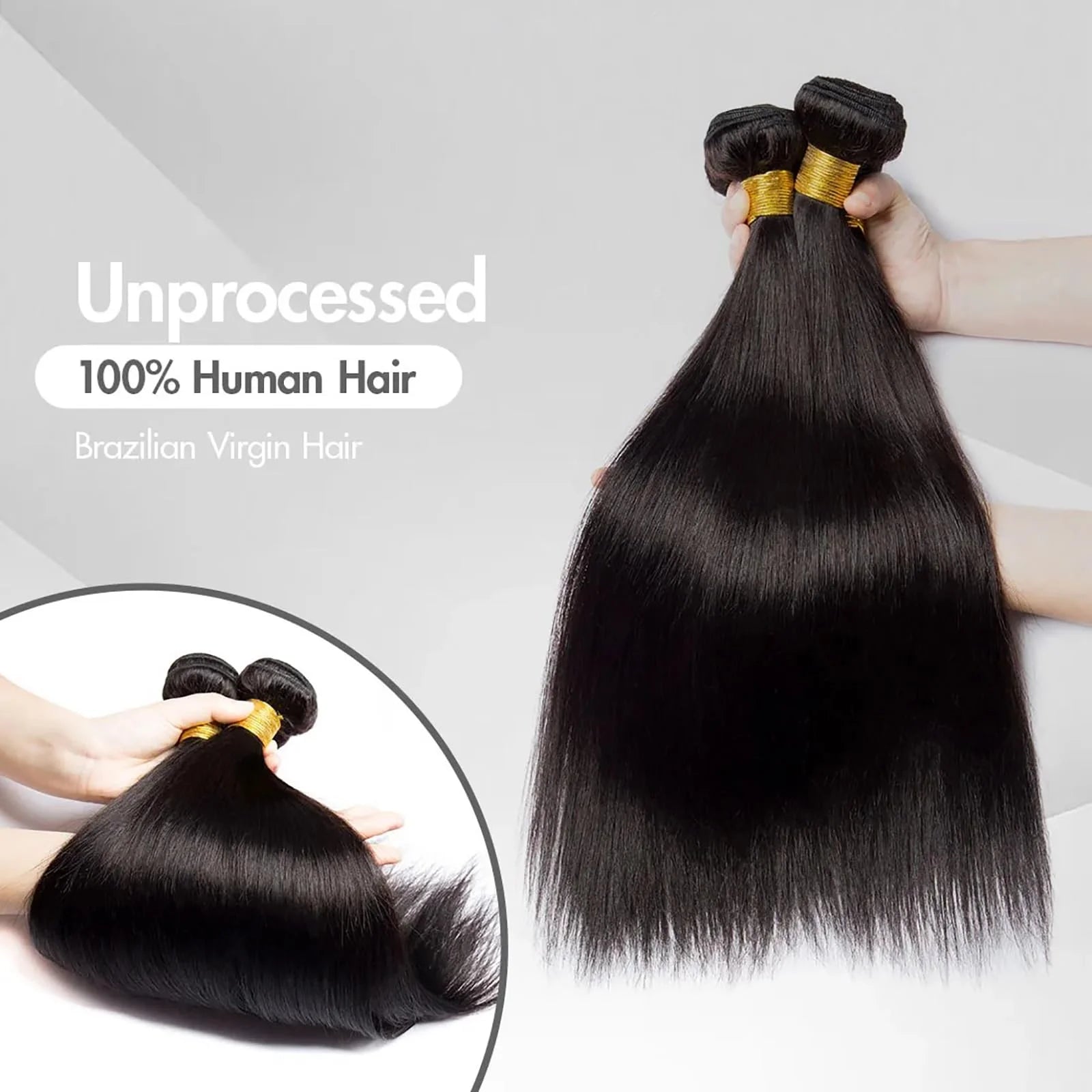 Extensions Bone Straight Cheveux Péruviens Vierges 15A – Bundles 1/2/3/4 Pcs – CLEVI Paris