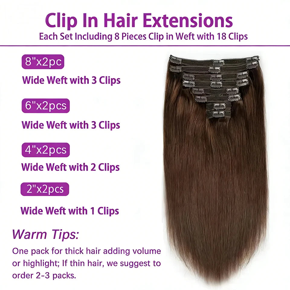 Extensions Clip-In Cheveux Humains Brésiliens – CLEVI Paris