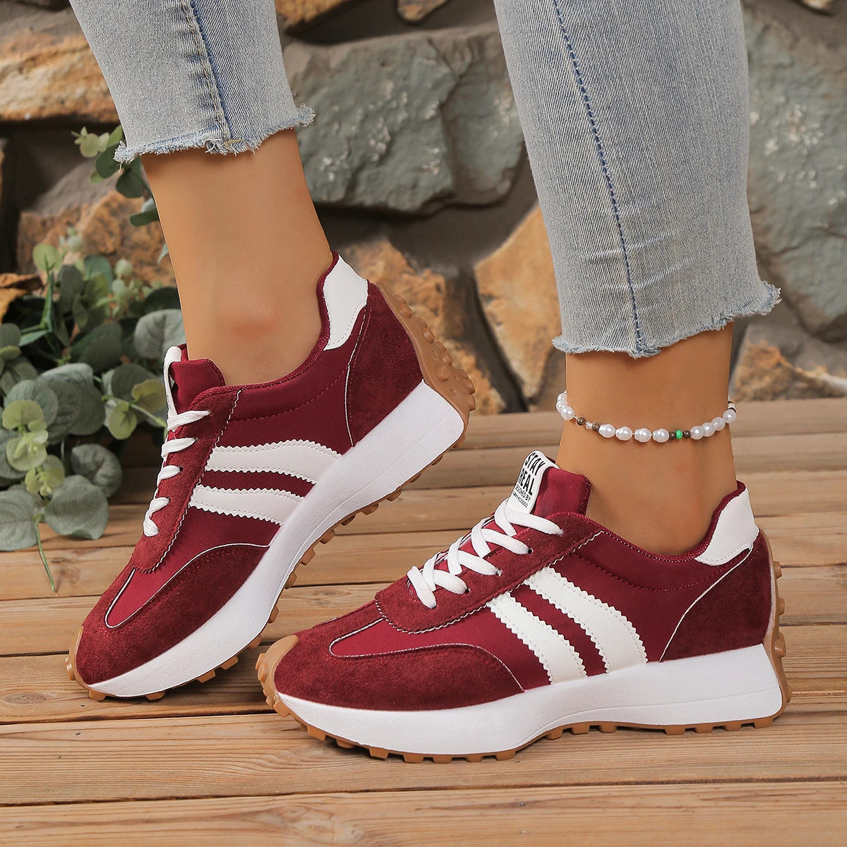 Baskets Femme Lacets Semelle Épaisse Antidérapante Casual Sport – CLEVI Paris