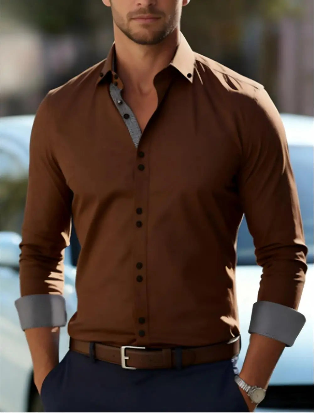 Chemise homme rayée en soie – CLEVI Paris