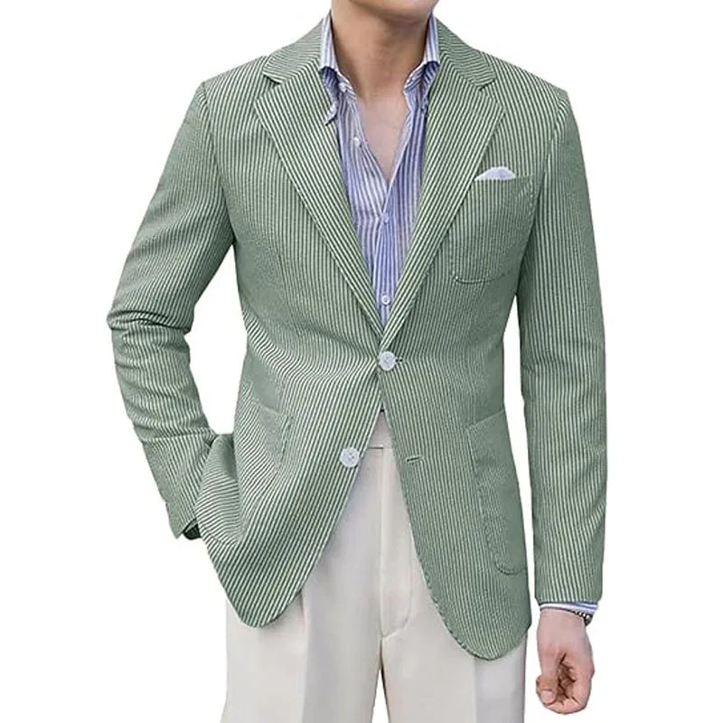 Blazer homme seersucker rayé – CLEVI Paris