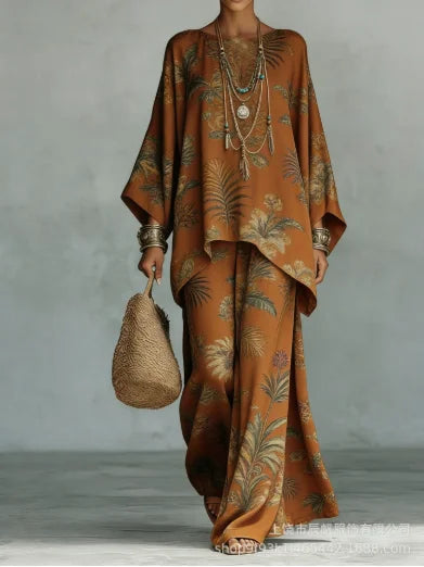Ensemble femme bohème imprimé haut et pantalon – CLEVI Paris