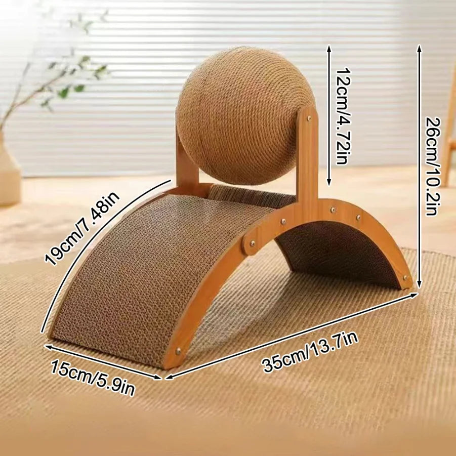 Griffoir chat avec boule en sisal et bois – CLEVI Paris